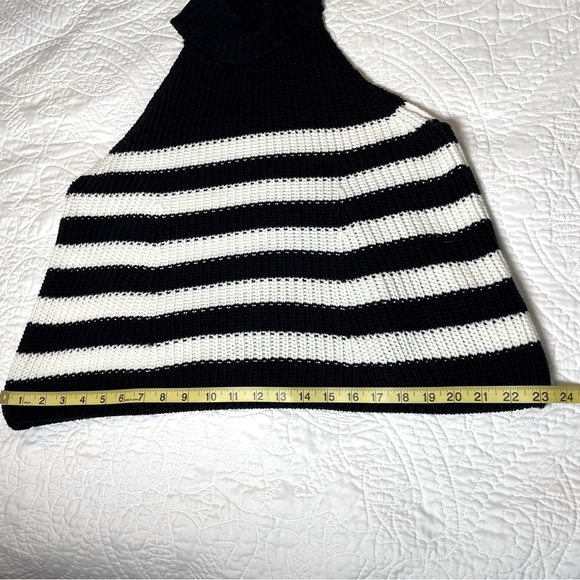 Anthropologie Pilcro Mock Neck Swing Sweater Tank Navy+White Stripe Size Small - Picture 6 of 9